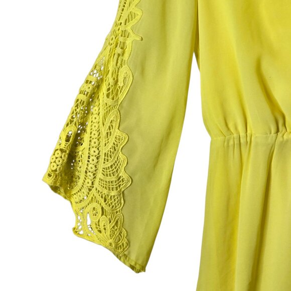 Entro Yellow Romper Size Small Embroidered Sleeves - Picture 4 of 10